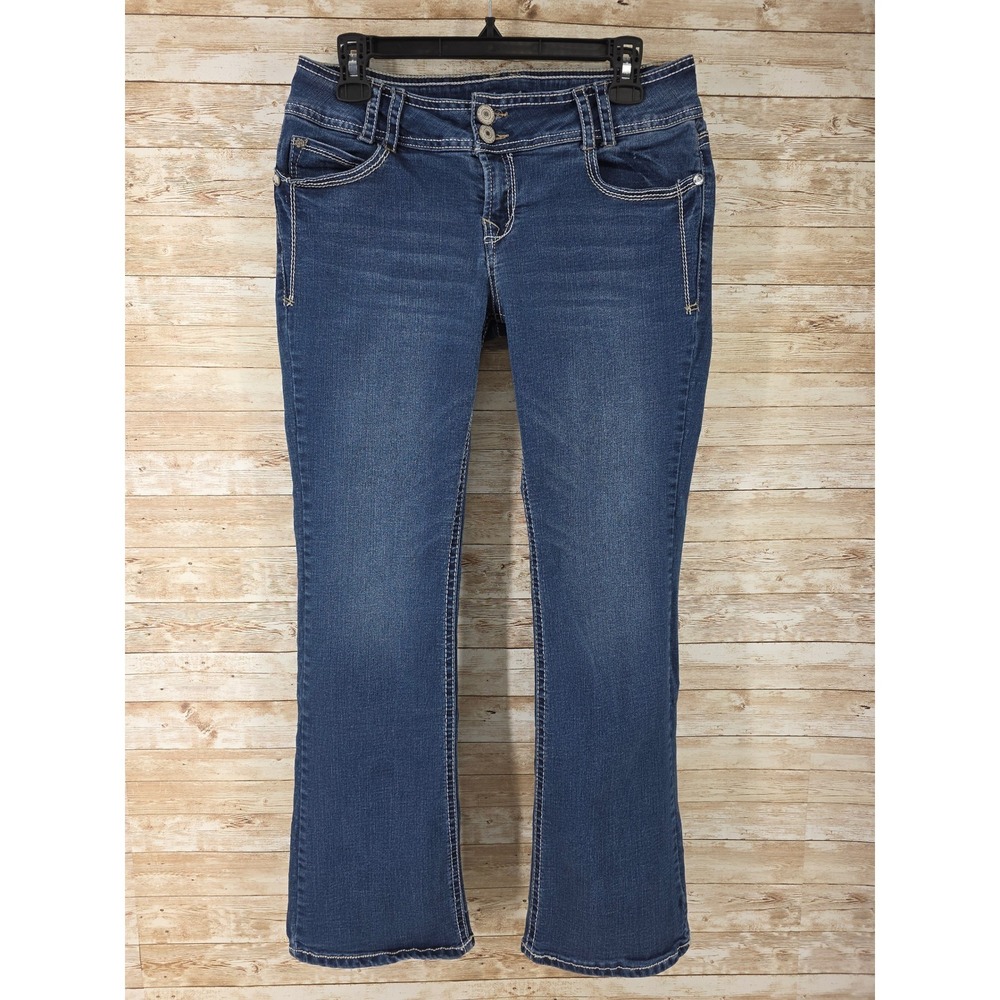 Wallflower Jeans Size 11 Bootcut Mid Rise Dark Wash Stretch Blue Denim
